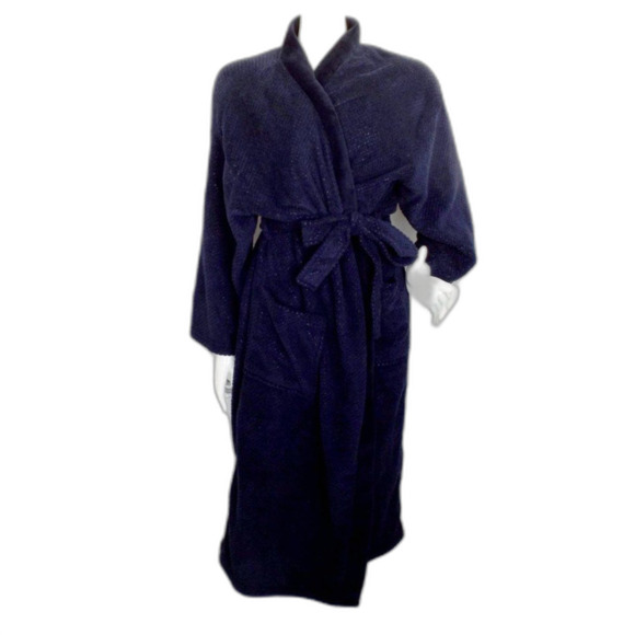 new ULTA Robe, OS, Textured Navy Blue, Wrap front, Sash Belt, Pockets - Picture 1 of 12